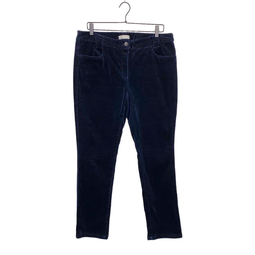 Kenar Womens Corduroy Size 12 Blue Back Patch Pockets 30.5" Inseam Tapered Leg